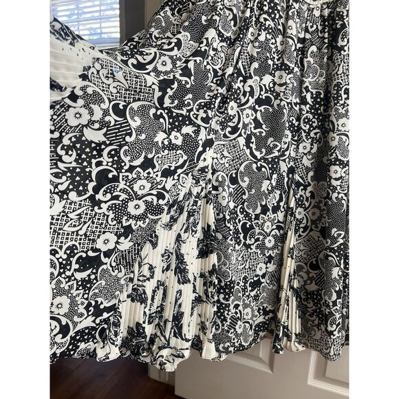 ASSORTI FOR SUSAN FREIS Vtg 80s Floral Georgette Smocked Waist Midi Dress L/XL - Picture 7 of 16